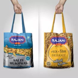 Mockup design of packaging bags to use in online advertisement and print media